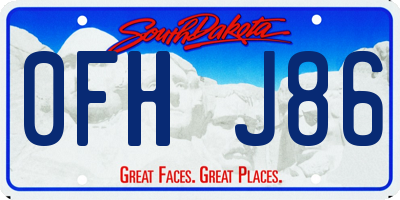 SD license plate 0FHJ86