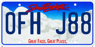 SD license plate 0FHJ88