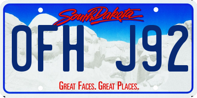 SD license plate 0FHJ92