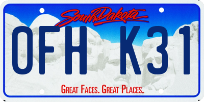 SD license plate 0FHK31