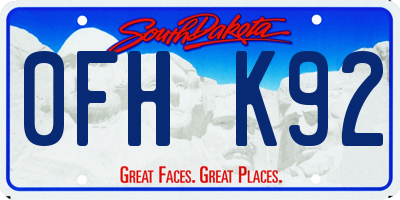 SD license plate 0FHK92