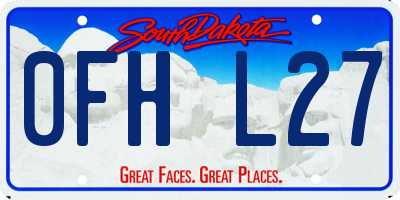 SD license plate 0FHL27