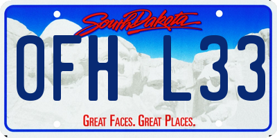 SD license plate 0FHL33