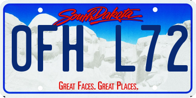 SD license plate 0FHL72