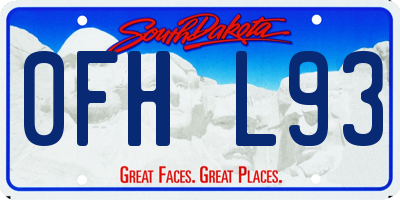 SD license plate 0FHL93