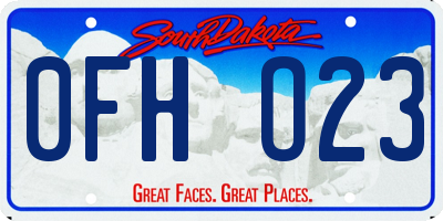 SD license plate 0FHO23