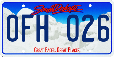 SD license plate 0FHO26