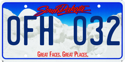 SD license plate 0FHO32