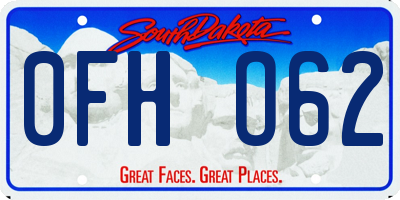 SD license plate 0FHO62