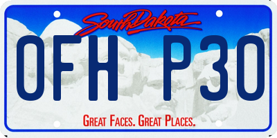 SD license plate 0FHP30