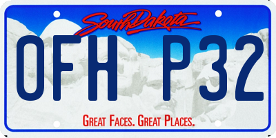 SD license plate 0FHP32