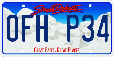 SD license plate 0FHP34