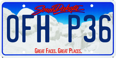 SD license plate 0FHP36