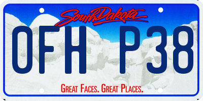 SD license plate 0FHP38
