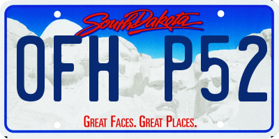SD license plate 0FHP52