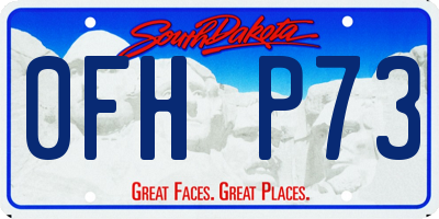 SD license plate 0FHP73