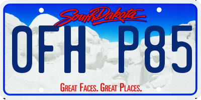 SD license plate 0FHP85