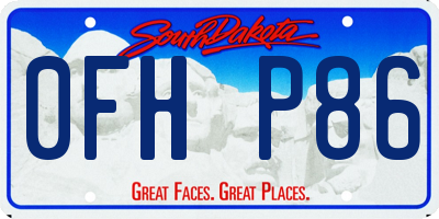 SD license plate 0FHP86