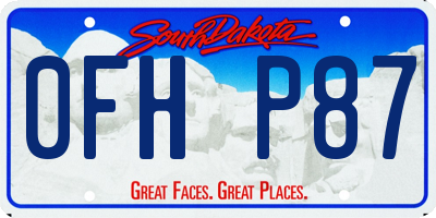 SD license plate 0FHP87