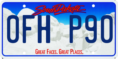 SD license plate 0FHP90