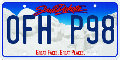 SD license plate 0FHP98