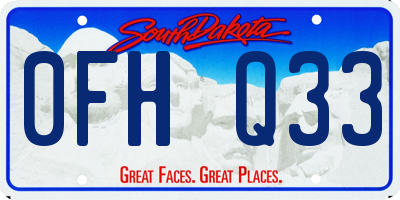 SD license plate 0FHQ33
