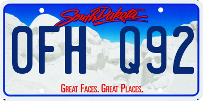 SD license plate 0FHQ92