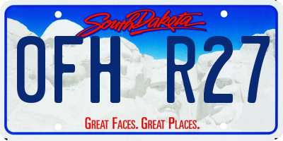 SD license plate 0FHR27