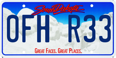 SD license plate 0FHR33