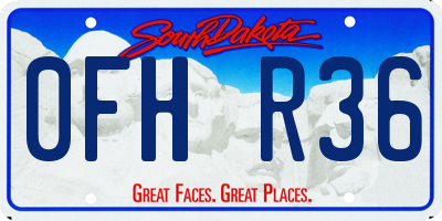 SD license plate 0FHR36