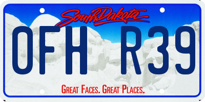 SD license plate 0FHR39