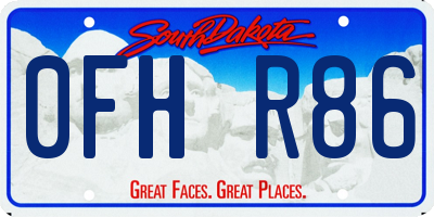 SD license plate 0FHR86