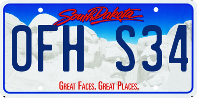 SD license plate 0FHS34