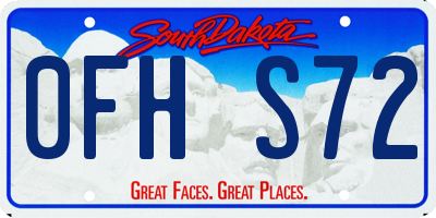 SD license plate 0FHS72