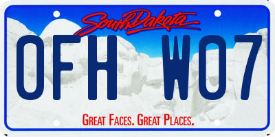 SD license plate 0FHW07
