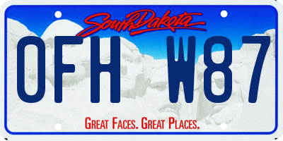 SD license plate 0FHW87