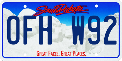SD license plate 0FHW92