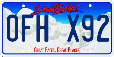SD license plate 0FHX92