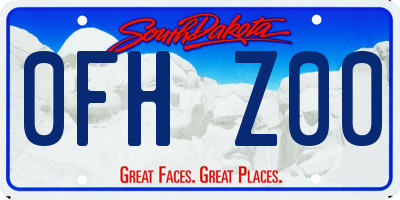 SD license plate 0FHZ00
