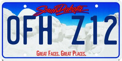 SD license plate 0FHZ12
