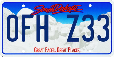 SD license plate 0FHZ33