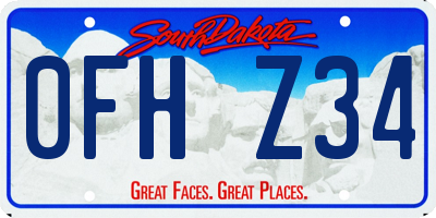 SD license plate 0FHZ34