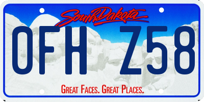 SD license plate 0FHZ58