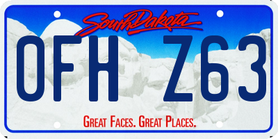 SD license plate 0FHZ63