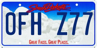 SD license plate 0FHZ77