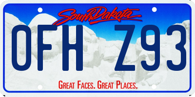 SD license plate 0FHZ93