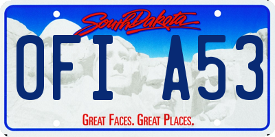 SD license plate 0FIA53