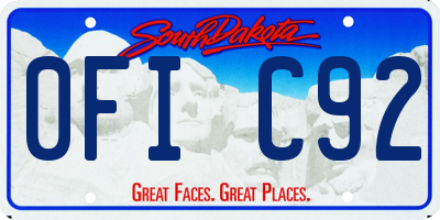 SD license plate 0FIC92