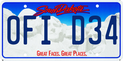 SD license plate 0FID34