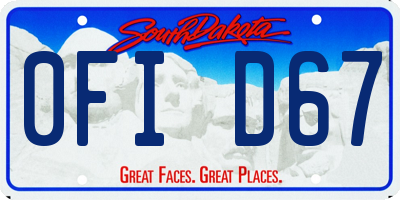 SD license plate 0FID67